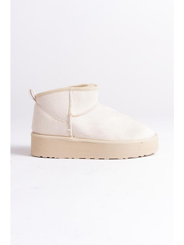 Kalın Tabanlı Yuvarlak Burunlu Kürklü Kısa Kadın Bot - Görsel 7