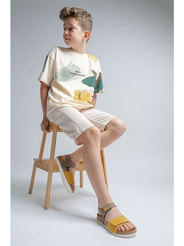 Mnpc Çok Renkli Mnpc Hakiki Deri Unisex Çocuk Mantar Tabanlı Günlük Çocuk Sandalet