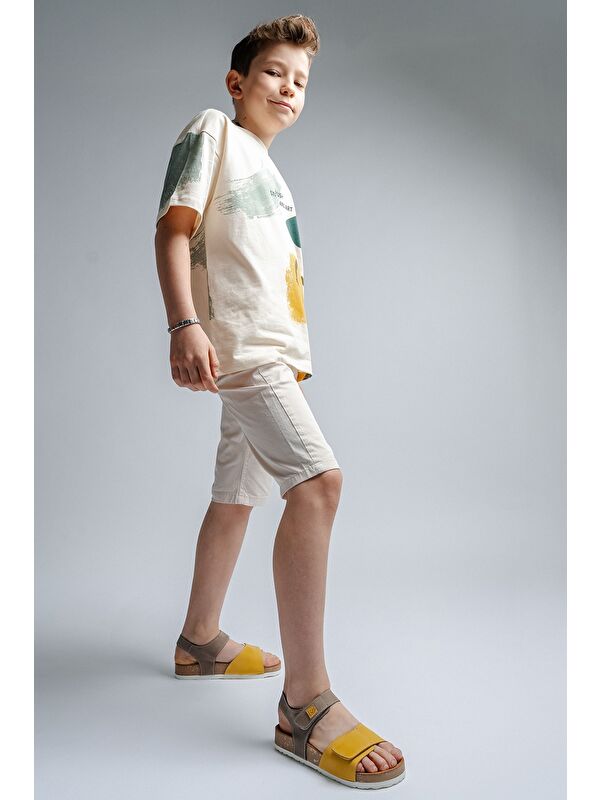 Mnpc Çok Renkli Mnpc Hakiki Deri Unisex Çocuk Mantar Tabanlı Günlük Çocuk Sandalet