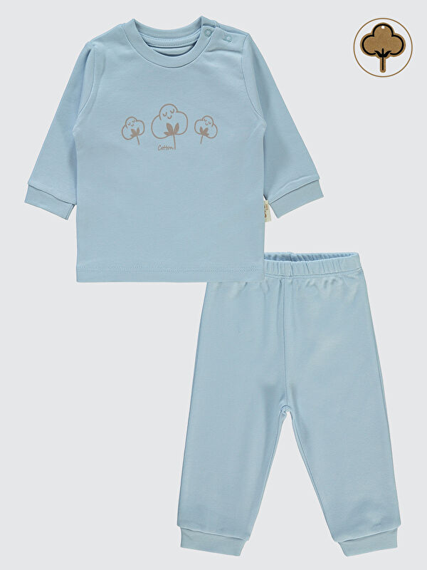 Civil Baby Bebek Organik Pijama Takımı 1-9 Ay Mavi