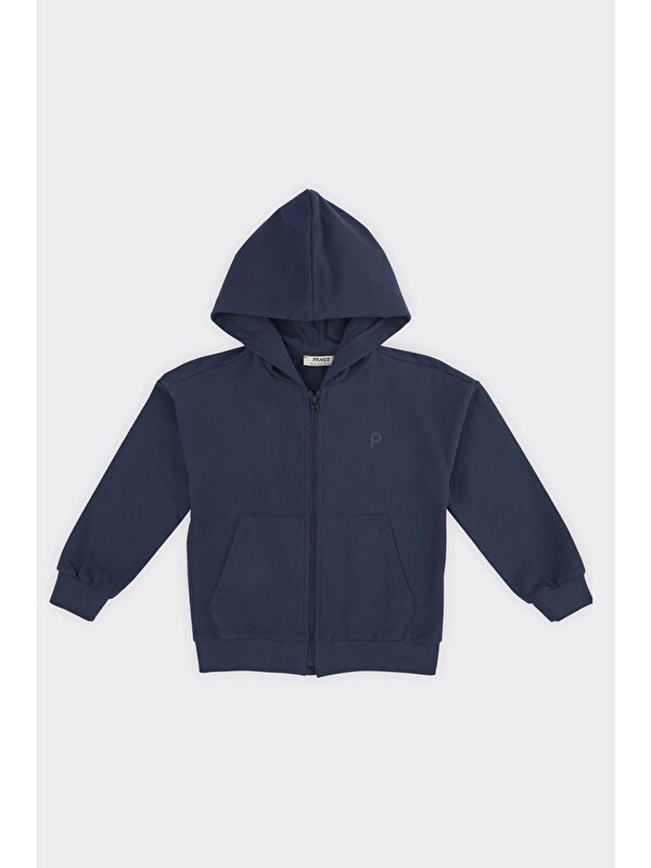 Panço Unisex Çocuk Fermuarlı Lacivert Sweatshirt