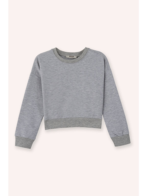 Panço Kız Çocuk Gri Melanj Sweatshirt