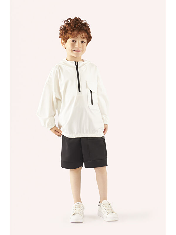 Panço Erkek Çocuk Kapüşonlu Ekru Sweatshirt