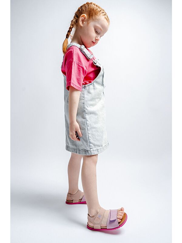 Mnpc Gri Mnpc Hakiki Deri Unisex Çocuk Mantar Tabanlı Günlük Çocuk Sandalet