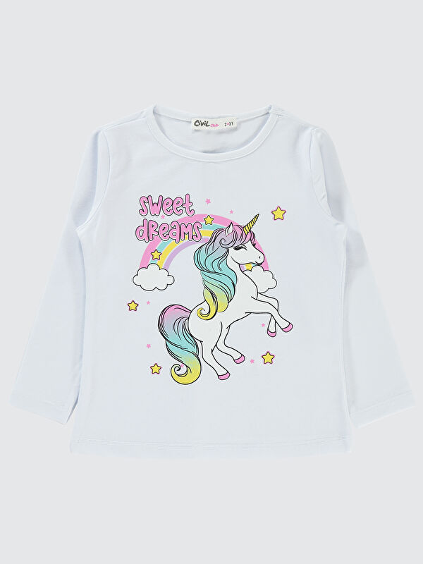 Civil Kız Çocuk Sweatshirt 2-5 Yaş Beyaz