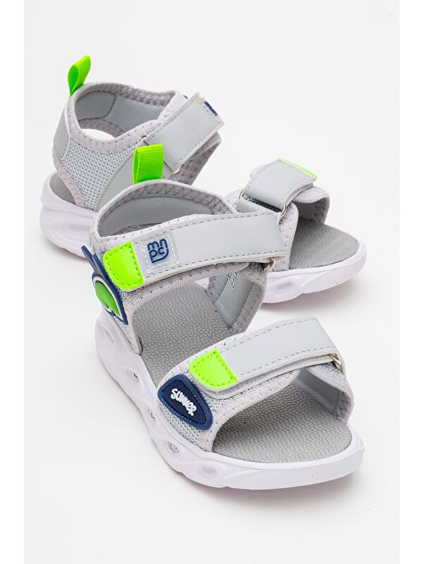 Erkek Çocuk Gri Işıklı Anatomik Hafif Günlük Sandalet - Görsel 2