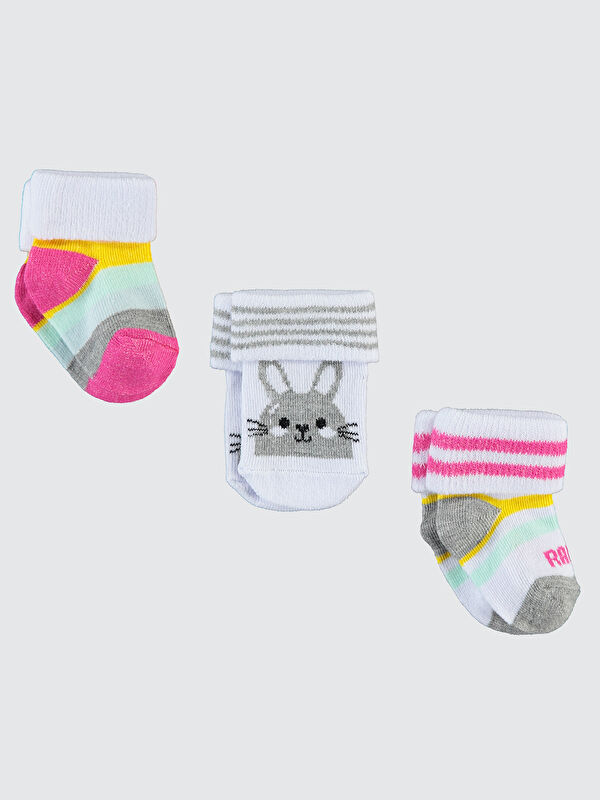 Civil Baby Kız Bebek 3'lü Çorap Set 0-24 Ay Pembe