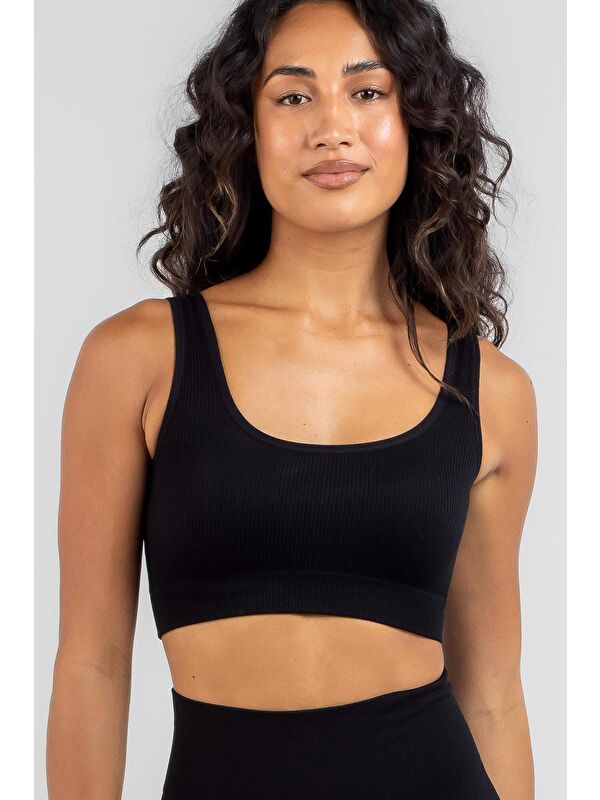 Madmext Siyah Askılı Basic Crop Top Bluz Mg1757