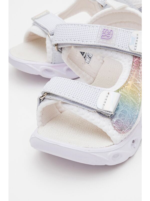 Kız Çocuk Beyaz Işıklı Anatomik Hafif Günlük Sandalet - Görsel 3