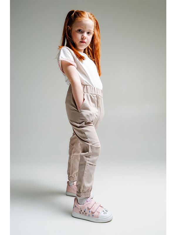 Kız Çocuk Pudra Kedili Sneaker Ayakkabı - Görsel 5