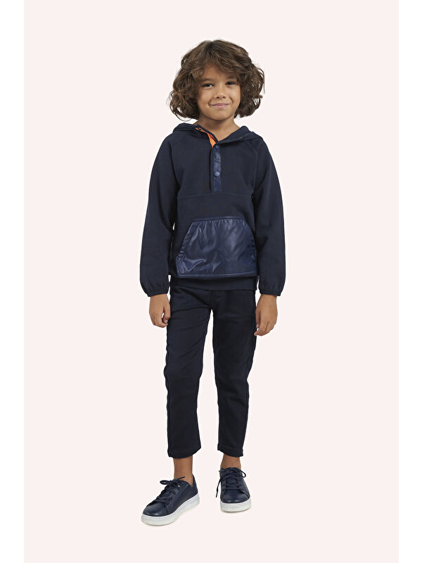 Panço Erkek Çocuk Kapüşonlu Lacivert Sweatshirt