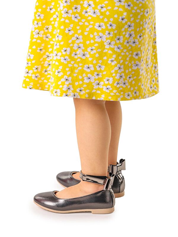 Cırtlı Kız Çocuk Fiyonklu Babet Ayakkabı Ege 205 Vakko Bilekten Bağlamalı - Görsel 4