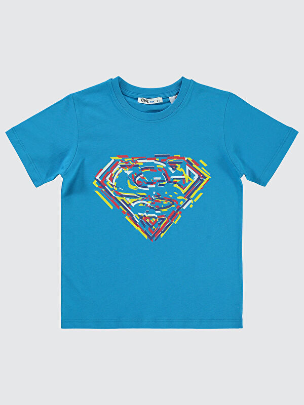 Civil Superman Erkek Çocuk Tişört 10-13 Yaş Koyu Turkuaz
