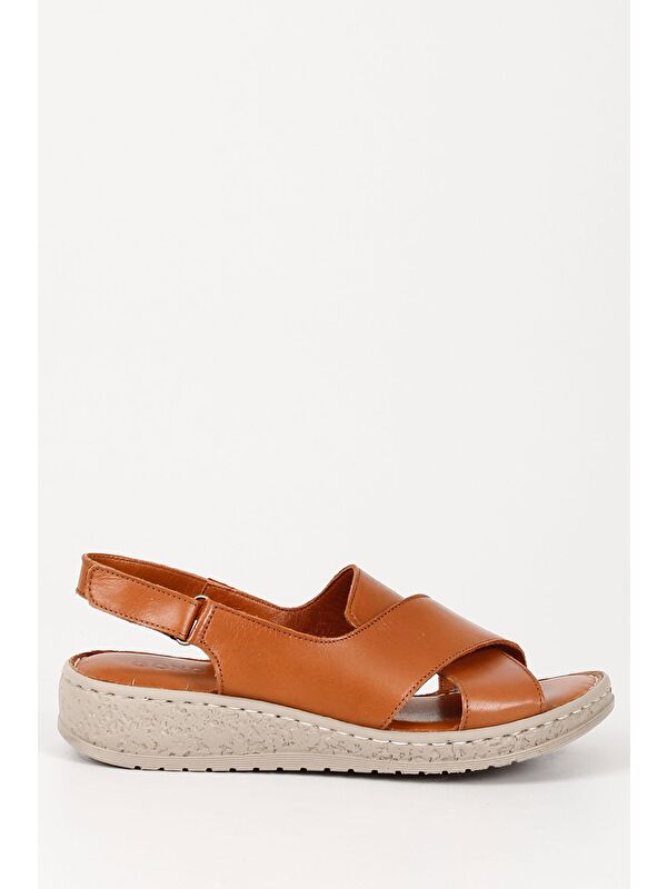 Gön Hakiki Deri Dolgu Taban Sandalet 45836 - Görsel 5