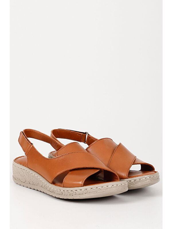 Gön Hakiki Deri Dolgu Taban Sandalet 45836 - Görsel 6