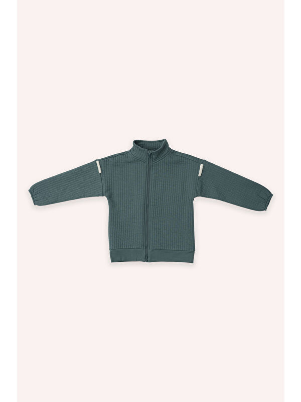 Panço Erkek Çocuk Fermuarlı Yeşil Sweatshirt