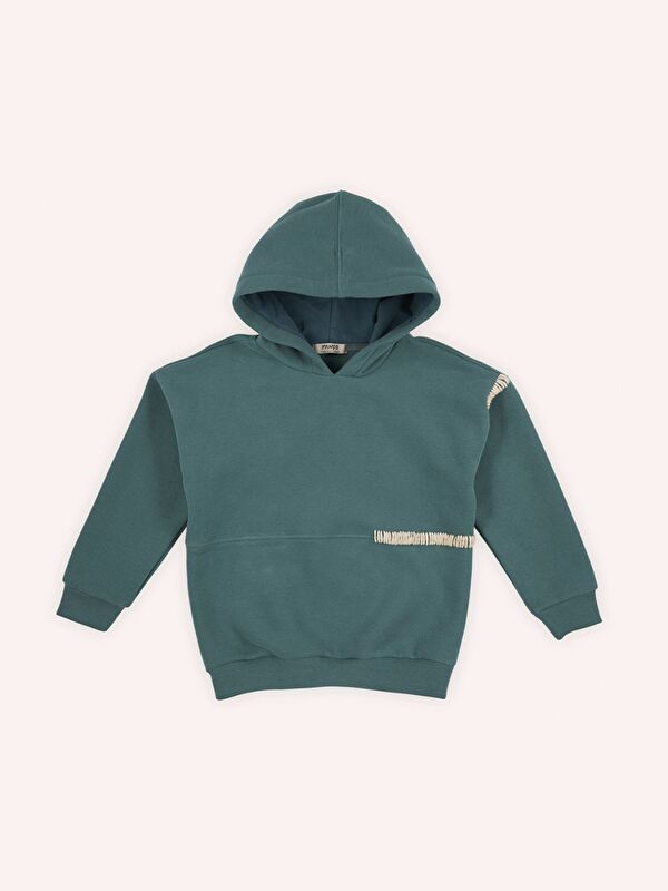 Panço Erkek Çocuk Kapüşonlu Yeşil Sweatshirt
