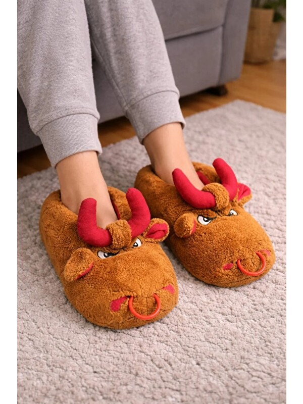 Slipcat Unisex Hayvanlı Panduf Ev Ayakkabısı Ses Yapmaz Taban