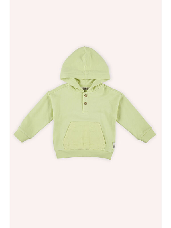 Panço Erkek Bebek Kapüşonlu Yeşil Sweatshirt