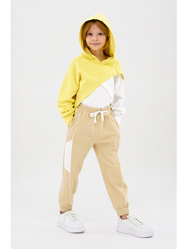 Panço Kız Çocuk Asimetrik Sarı Sweatshirt