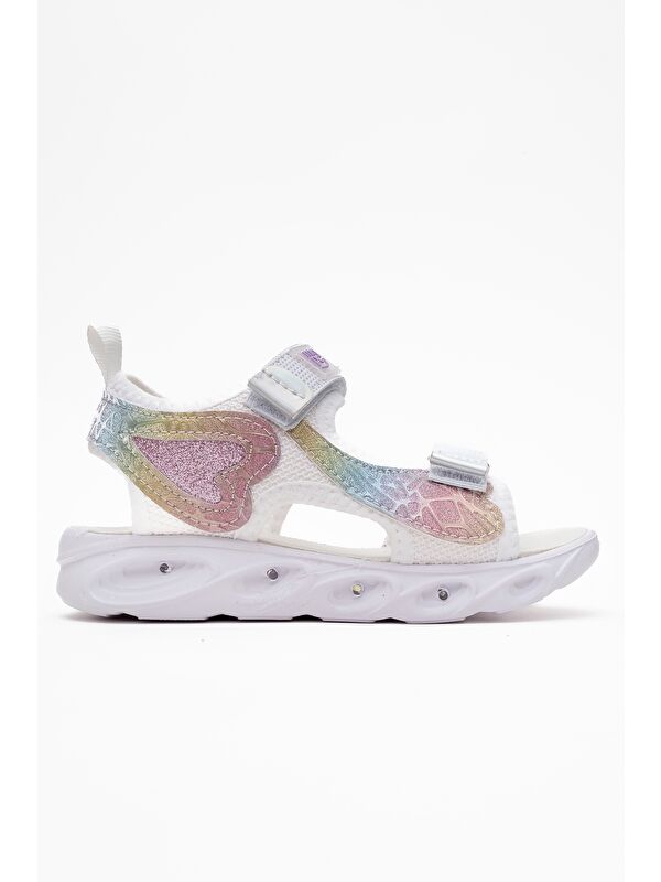 Kız Çocuk Beyaz Işıklı Anatomik Hafif Günlük Sandalet - Görsel 5