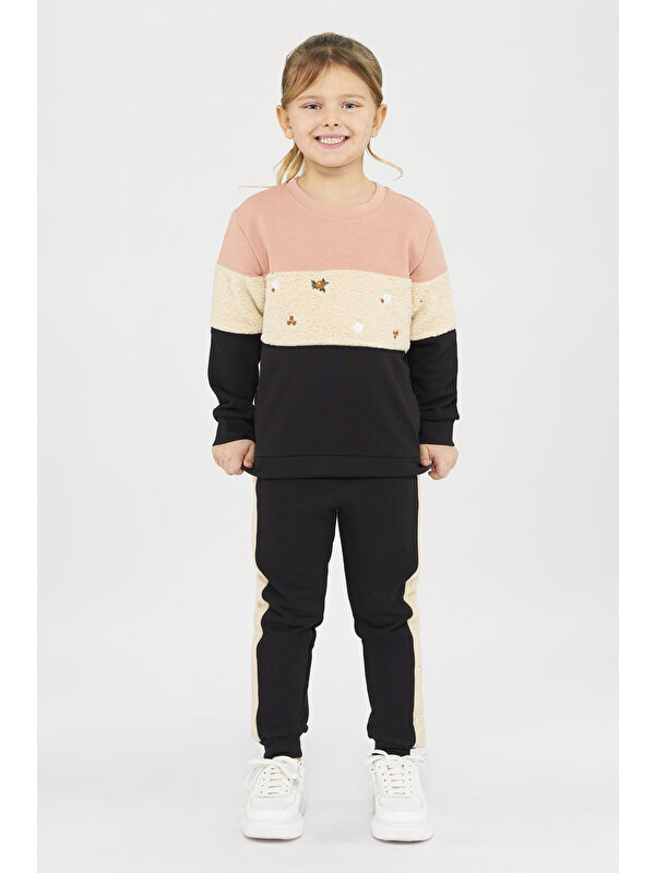 Panço Kız Çocuk Renkli Somon Sweatshirt