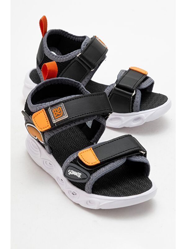 Erkek Çocuk Siyah Işıklı Anatomik Hafif Günlük Sandalet - Görsel 2