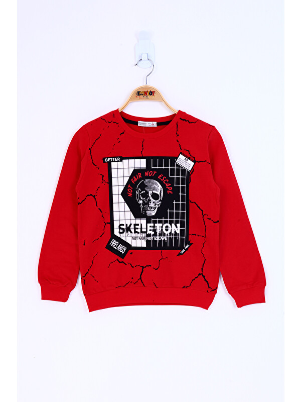 Toontoykids Erkek Çocuk Skeleton Baskılı Sweatshirt