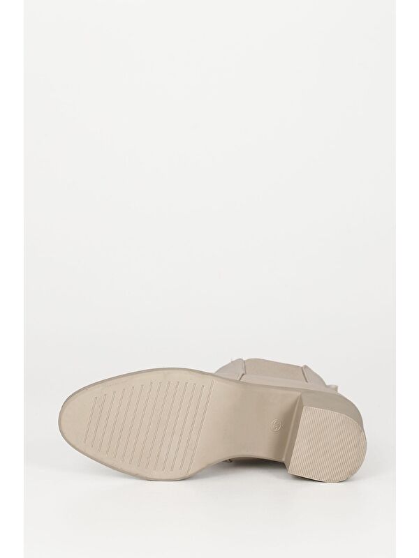 BEJ Yuvarlak Burun Topuklu Kadın Günlük Bot 35763 - Görsel 8