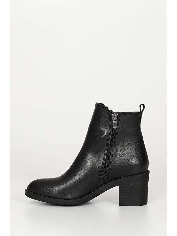 SİYAH Yuvarlak Burun Topuklu Fermuarlı Püsküllü Kadın Günlük Bot 35764 - Görsel 7