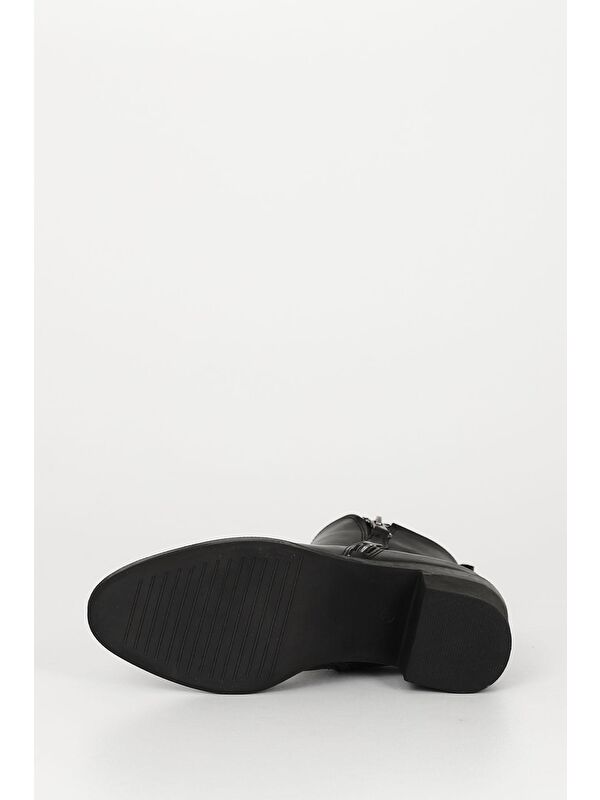 SİYAH Yuvarlak Burun Topuklu Fermuarlı Püsküllü Kadın Günlük Bot 35764 - Görsel 8