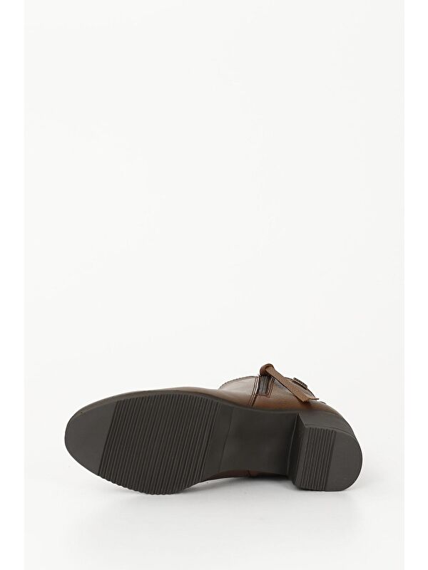 TABA Hakiki Deri Yuvarlak Burun Topuklu Kauçuk Taban Fermuarlı Kadın Günlük Bot 51460 - Görsel 8