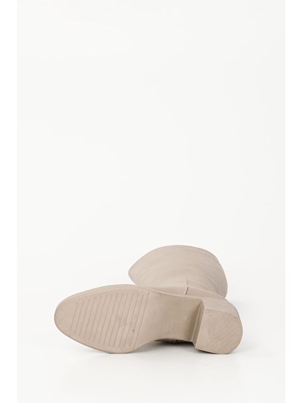 NUDE Yuvarlak Burun Topuklu Fermuarlı Kadın Günlük Çizme 35760 - Görsel 8