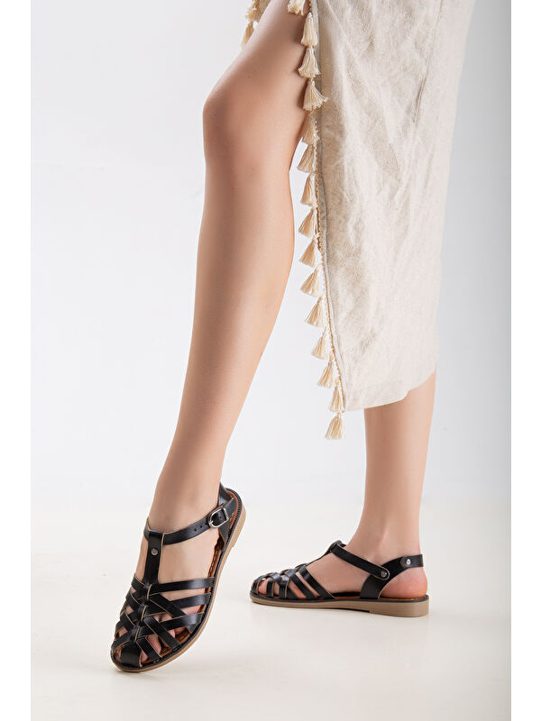 D002 Kadın Hakiki Deri Sandalet - Görsel 7