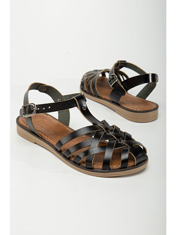 D002 Kadın Hakiki Deri Sandalet - Görsel 11