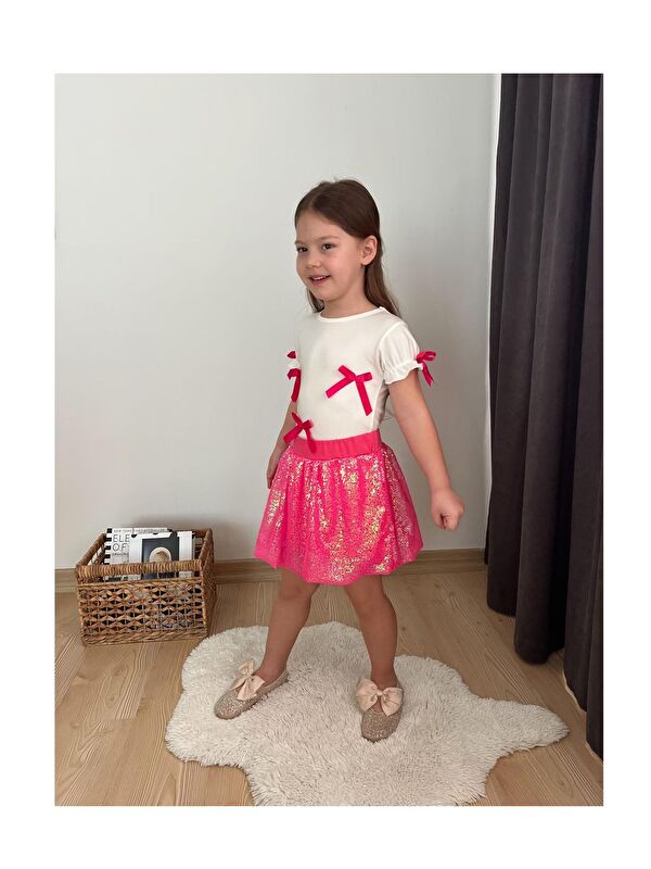 My Kids Wear Pullu Etek Fiyonk Detaylı 2li Takım