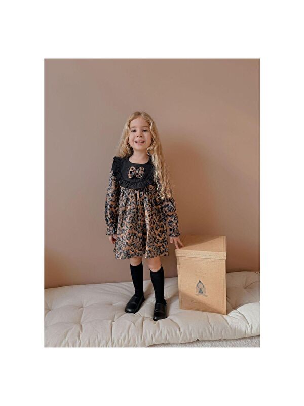 My Kids Wear Leopar Desenli Kız Çocuk Elbise