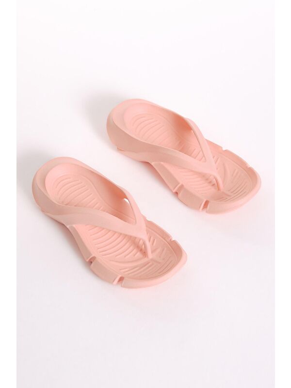 Kadın Pudra Kalın Tabanlı Parmak Arası Eva Terlik - Görsel 4