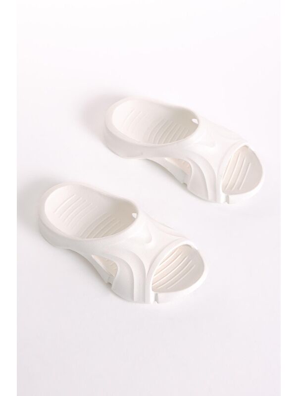 Unisex Beyaz Desenli Kalın Tabanlı Eva Terlik - Görsel 4