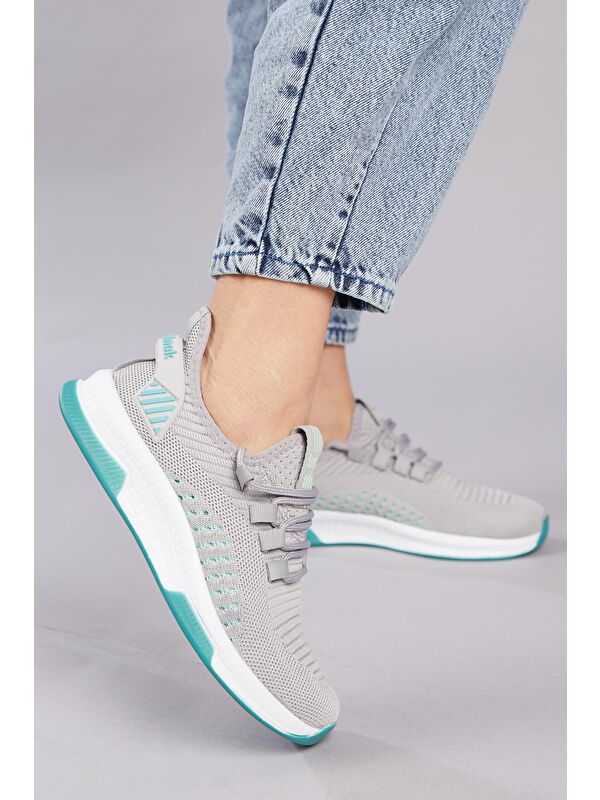 Unisex Gri Yeşil Spor Ayakkabı Tbqnl - Görsel 3