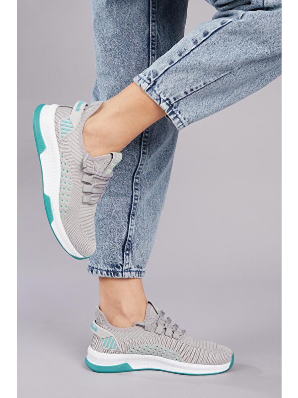 Unisex Gri Yeşil Spor Ayakkabı Tbqnl - Görsel 4