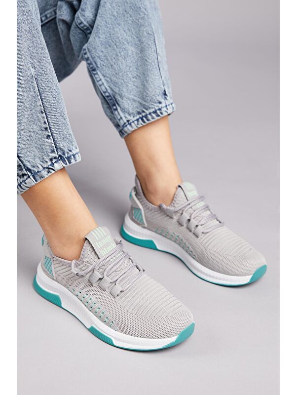 Unisex Gri Yeşil Spor Ayakkabı Tbqnl - Görsel 6