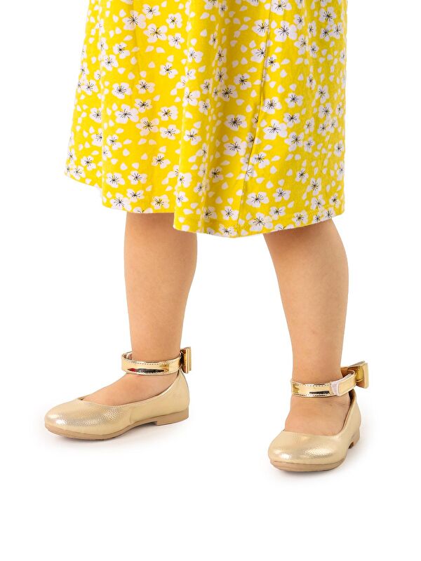 Cırtlı Kız Çocuk Fiyonklu Babet Ayakkabı Ege 205 Vakko Bilekten Bağlamalı - Görsel 4