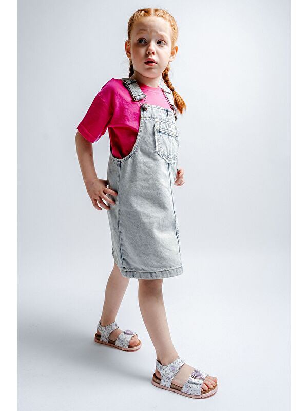 Kız Çocuk Beyaz Hakiki Deri Mantar Tabanlı Günlük Çocuk Sandalet - Görsel 2