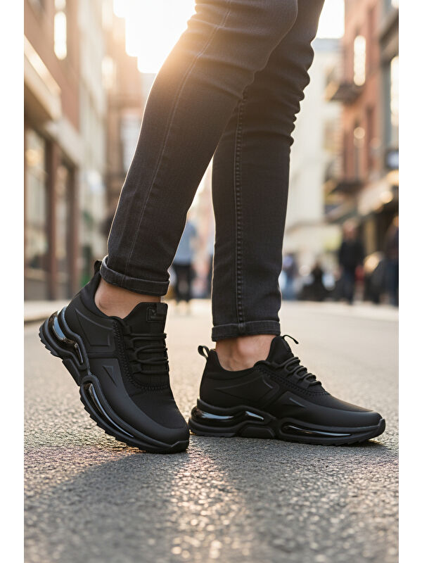 Siyah Bağcıklı Hafif Esnek Erkek Spor Ayakkabı Than 836 M - Görsel 4