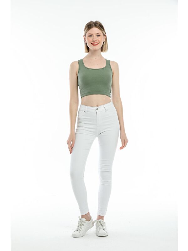 Süperlife Kadın Crop Örme Slim Fit Atlet-Tişort SPR21Y19