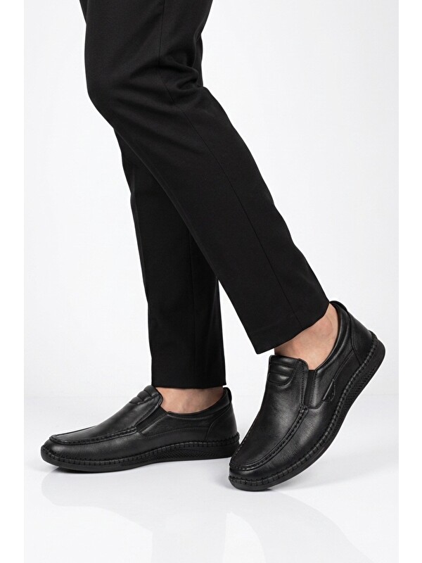 Voyager Erkek Siyah Hakiki Deri Hafızalı Rahat Taban Smart Casual Ayakkabı Loafer M741 M