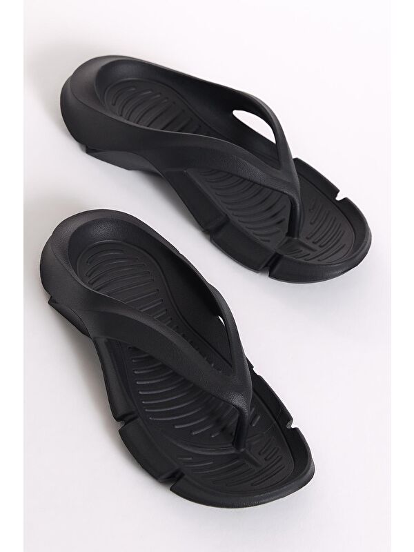 Kadın Siyah Kalın Tabanlı Parmak Arası Eva Terlik - Görsel 4