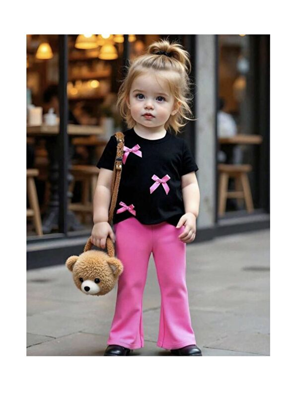My Kids Wear Kız Çocuk Fiyonk Detaylı Alt Üst Takım