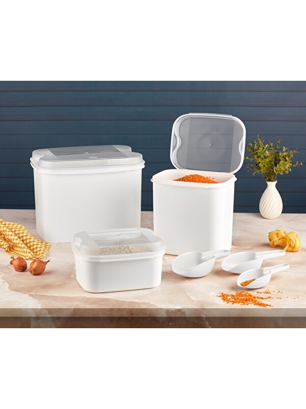 Technow Vip Ahmet VP-039 Masal Saklama Kabı Seti 10 Lt+ 4,5 Lt+1,6 Lt Beyaz